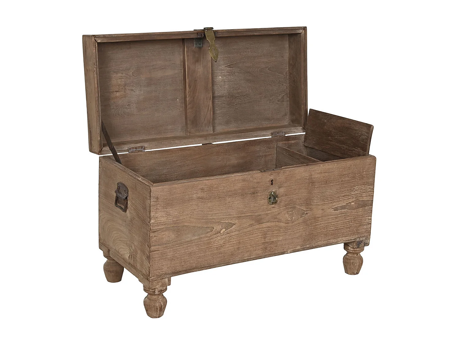 Coffre de rangement rectangulaire en bois coloris naturel -  longueur 89 x profondeur 54 x Hauteur 54 cm