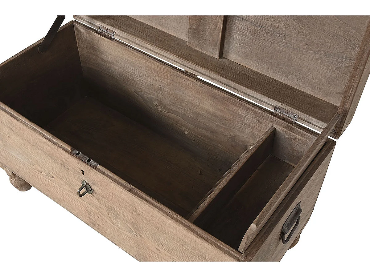 Coffre de rangement rectangulaire en bois coloris naturel -  longueur 89 x profondeur 54 x Hauteur 54 cm