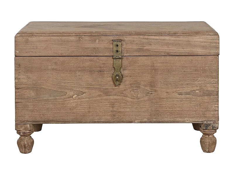 Coffre de rangement rectangulaire en bois coloris naturel -  longueur 89 x profondeur 54 x Hauteur 54 cm