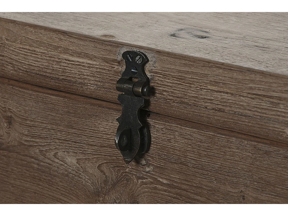 Coffre de rangement rectangulaire en bois coloris marron - longueur 46 x profondeur 31 x Hauteur 31 cm