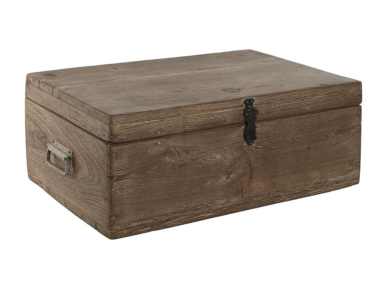 Coffre de rangement rectangulaire en bois coloris marron - longueur 46 x profondeur 31 x Hauteur 31 cm