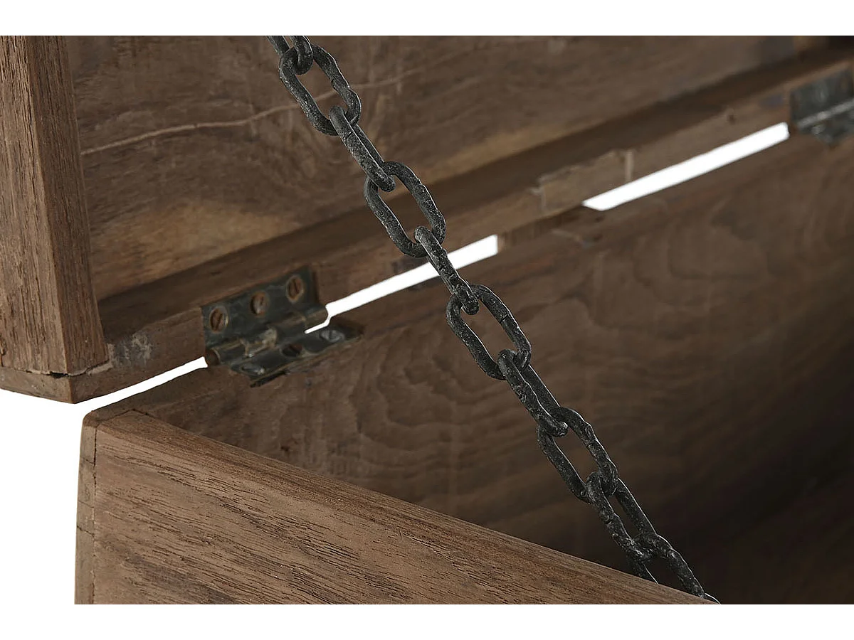 Coffre de rangement rectangulaire en bois coloris marron - longueur 46 x profondeur 31 x Hauteur 31 cm