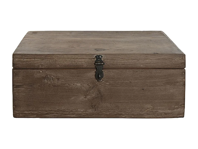 Coffre de rangement rectangulaire en bois coloris marron - longueur 46 x profondeur 31 x Hauteur 31 cm