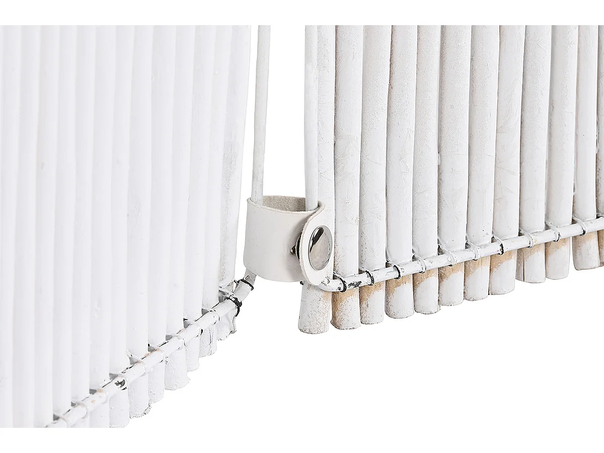 Paravent en bois osier coloris blanc - longueur 135 x profondeur 3 x Hauteur 170 cm