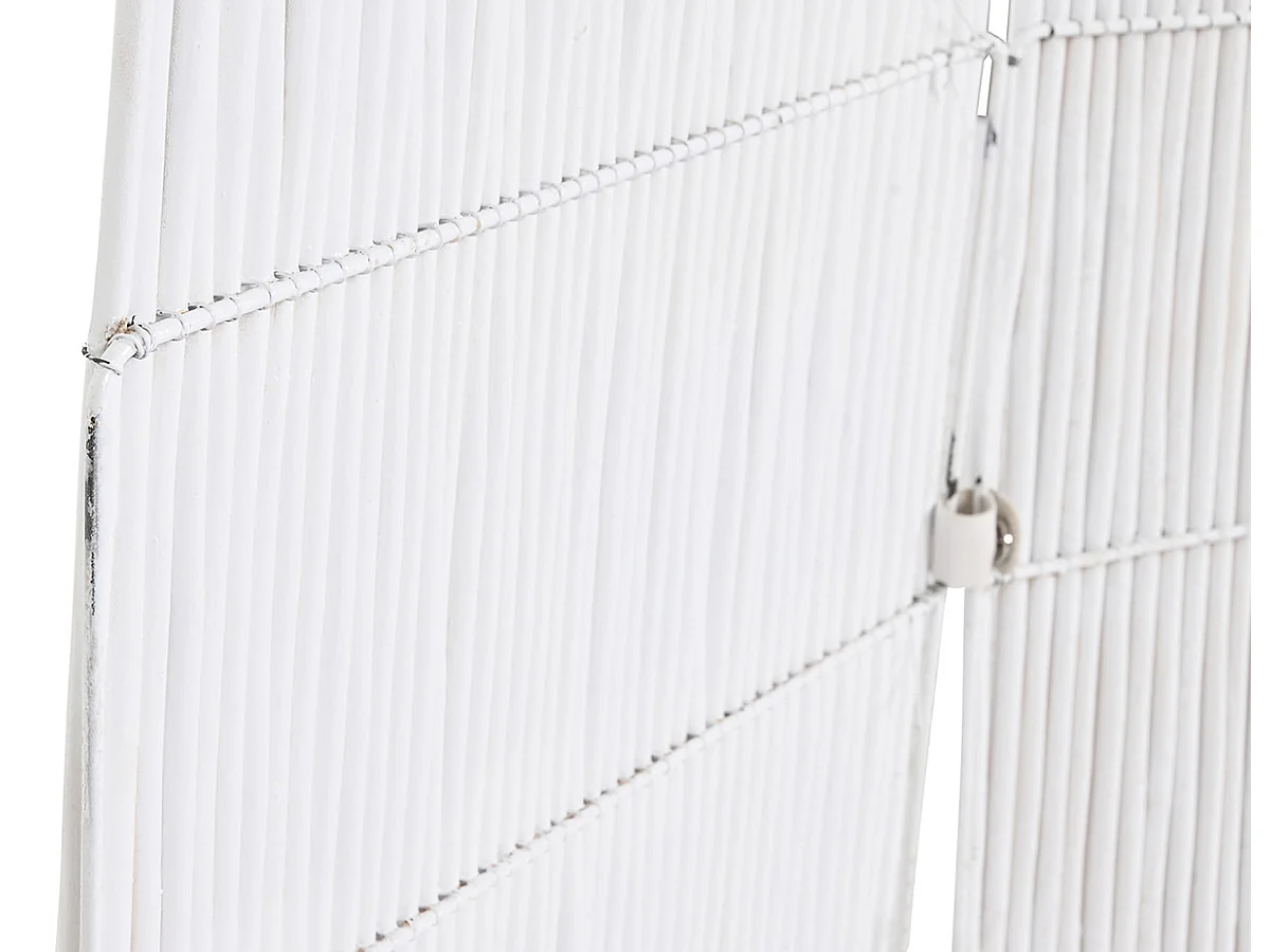 Paravent en bois osier coloris blanc - longueur 135 x profondeur 3 x Hauteur 170 cm