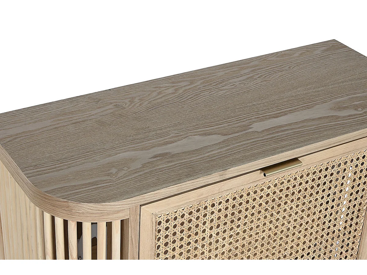 Armoire à chaussures, meuble à chaussures en bois de rotin coloris naturel - longueur 70 x profondeur 29 x Hauteur 115 cm