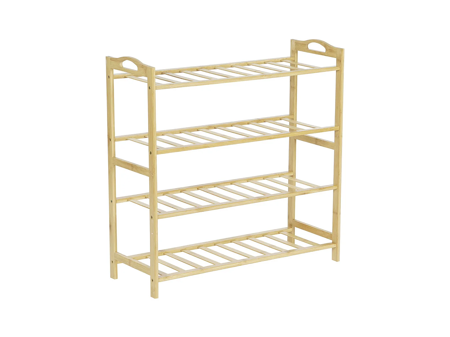 Etagère à chaussures, meuble à chaussures en bois coloris naturel -  longueur 67 x profondeur 26 x Hauteur 68 cm