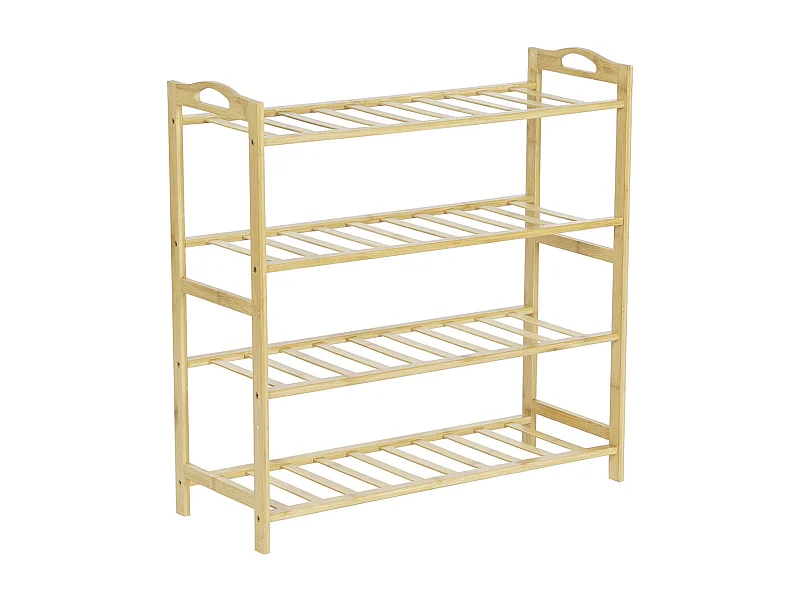 Etagère à chaussures, meuble à chaussures en bois coloris naturel -  longueur 67 x profondeur 26 x Hauteur 68 cm