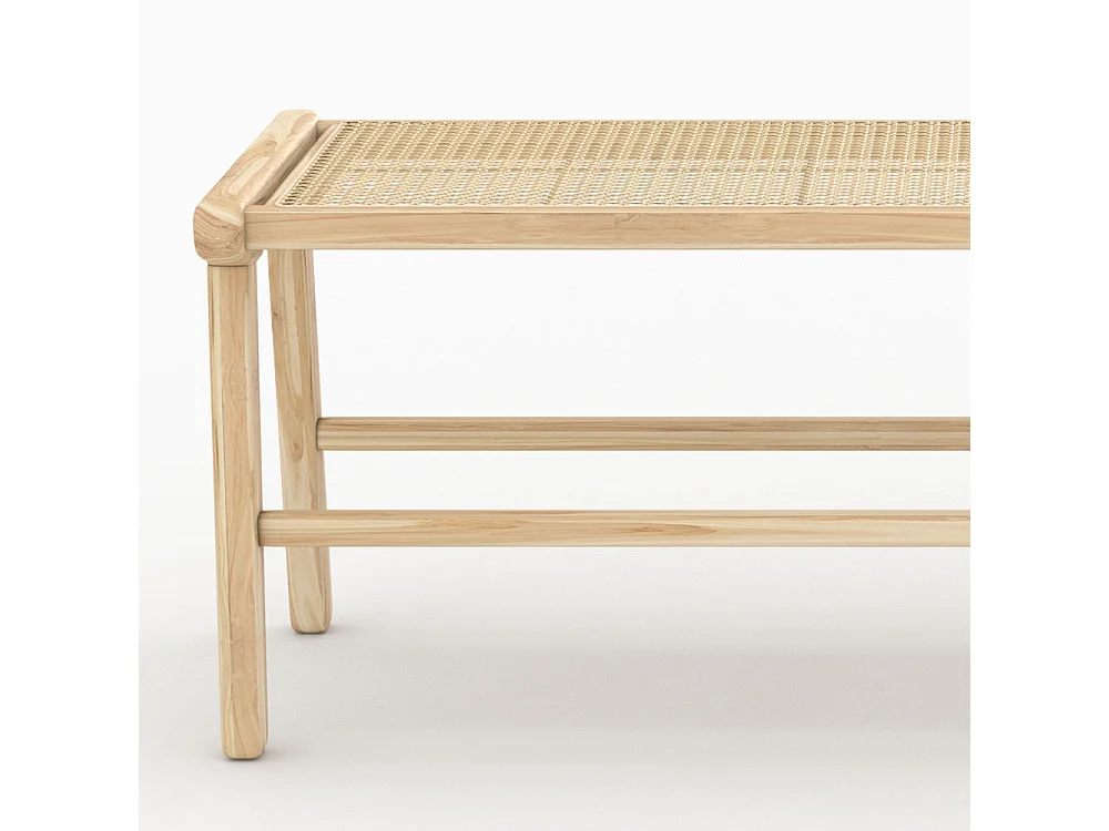 Banc 120 cm en bois de teck et cannage - Kuna