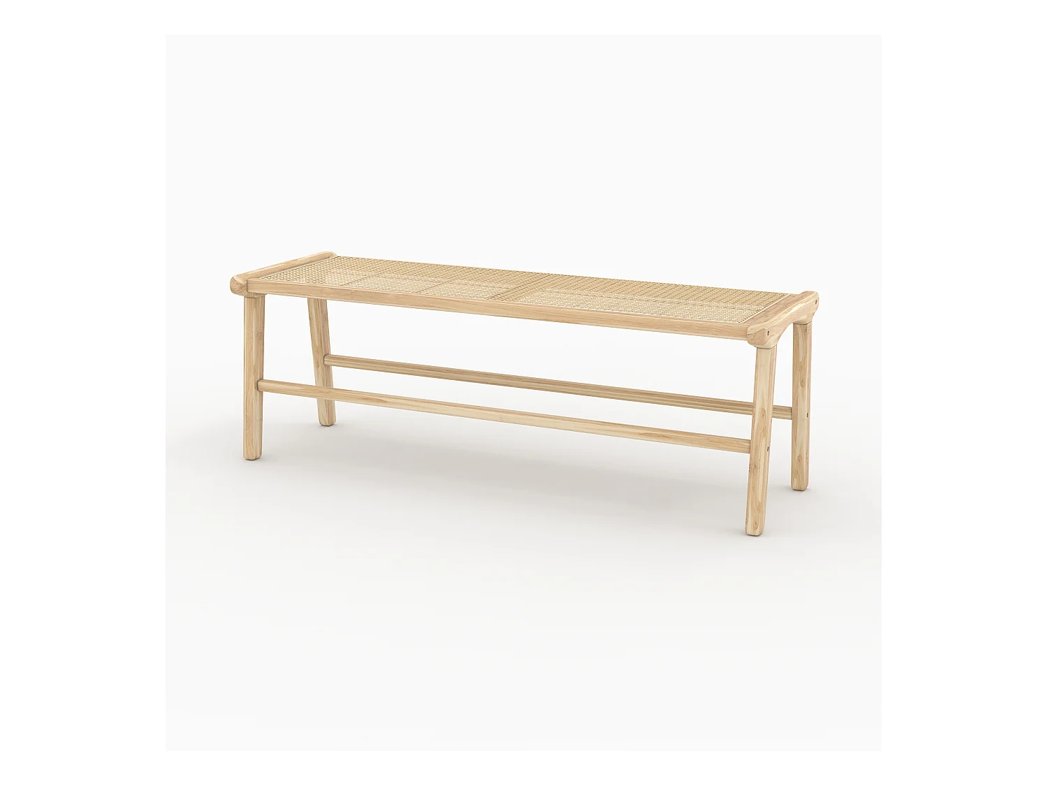 Banc 120 cm en bois de teck et cannage - Kuna