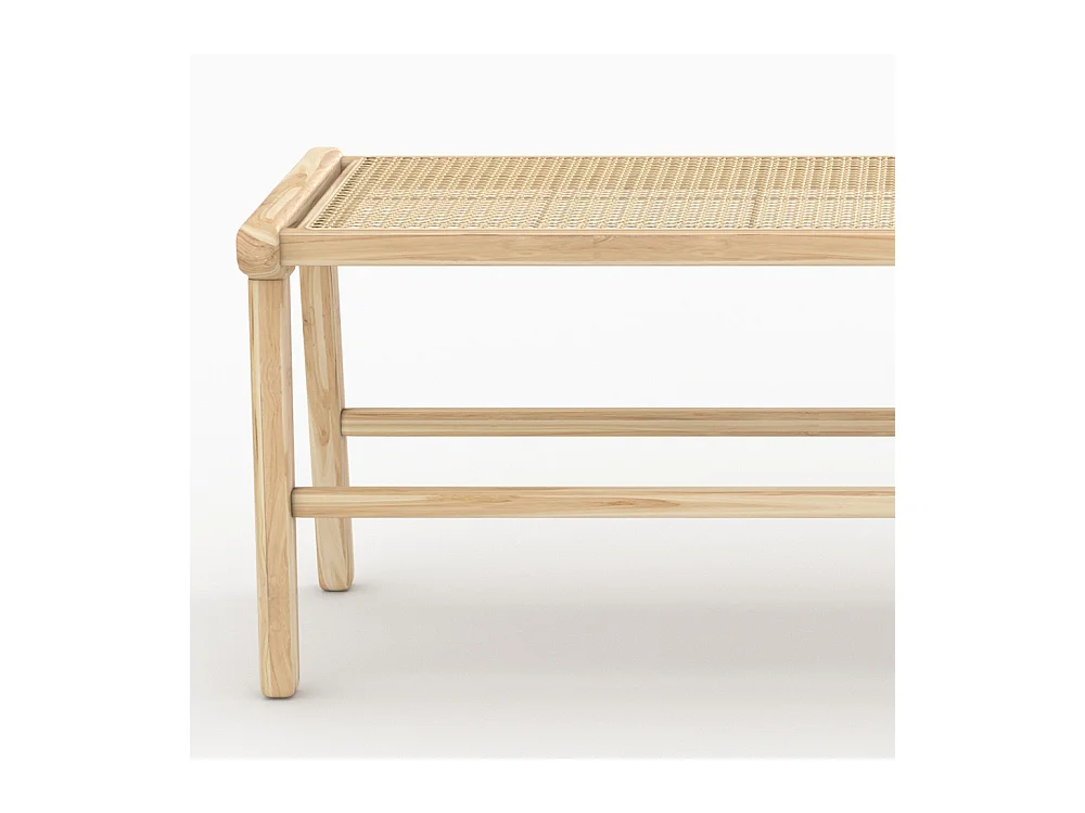 Banc 120 cm en bois de teck et cannage - Kuna