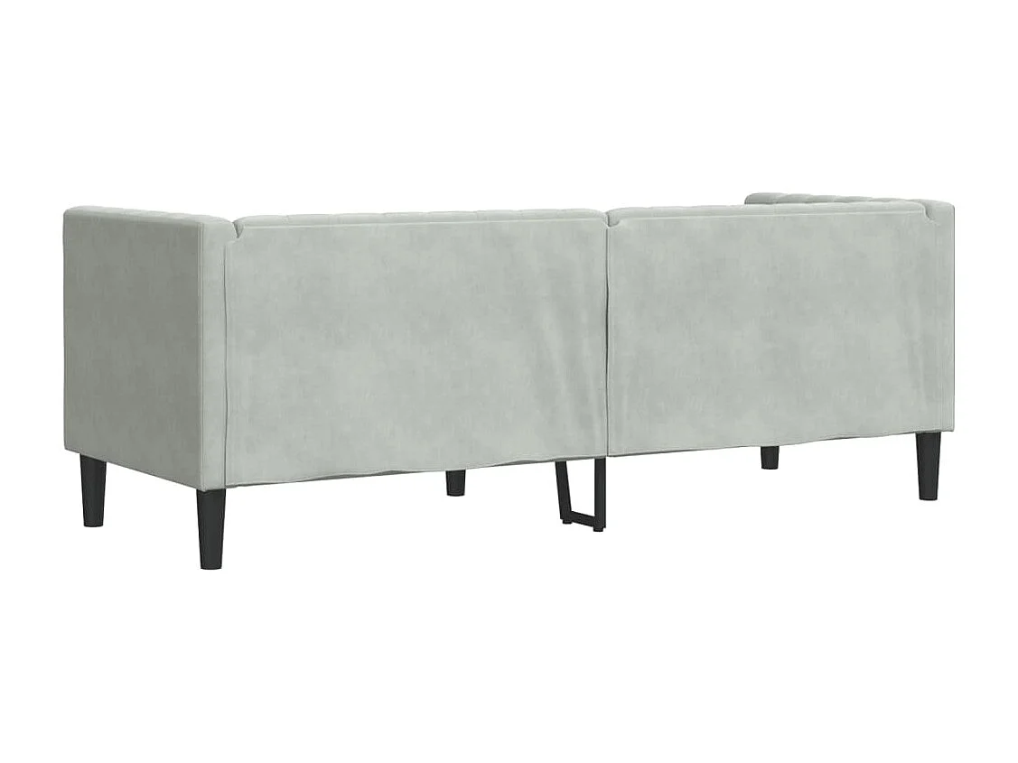 Canapé Chesterfield avec traversins 3 places gris clair velours