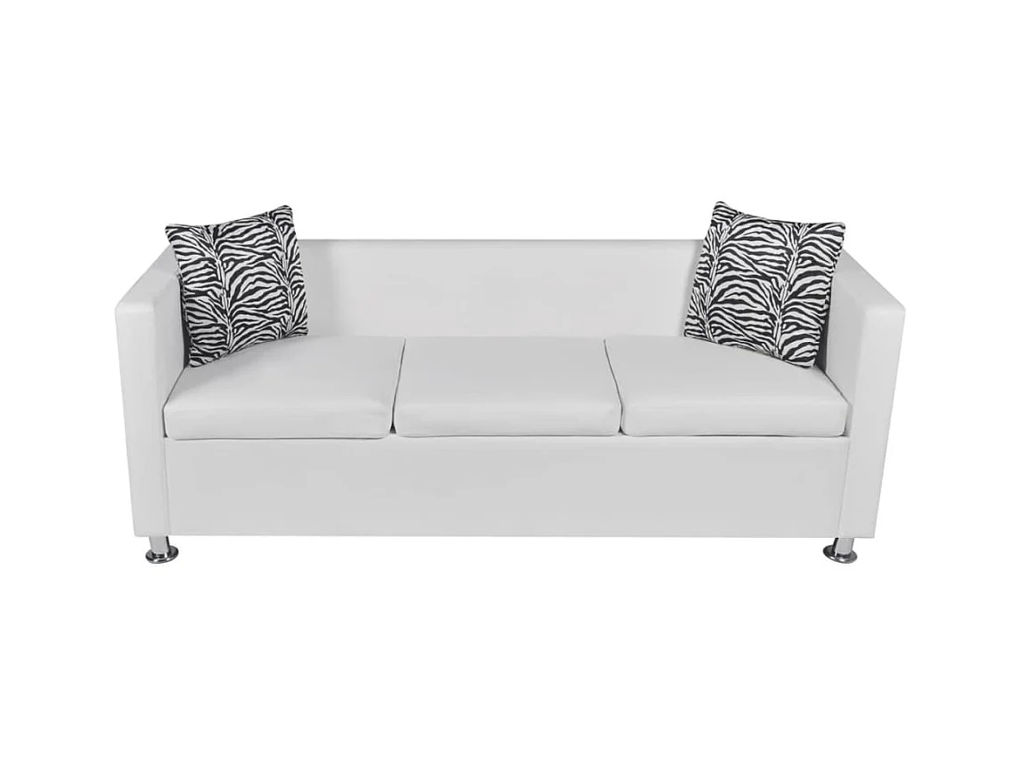 Jeu de canapé à 2 places et à 3 places Cuir synthétique Blanc