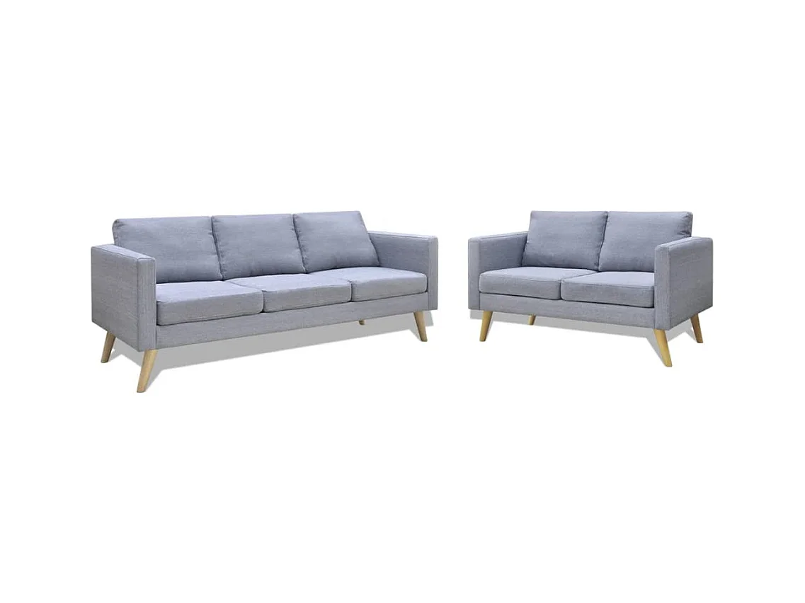 Jeu de canapé à 2 places et à 3 places Tissu Gris clair