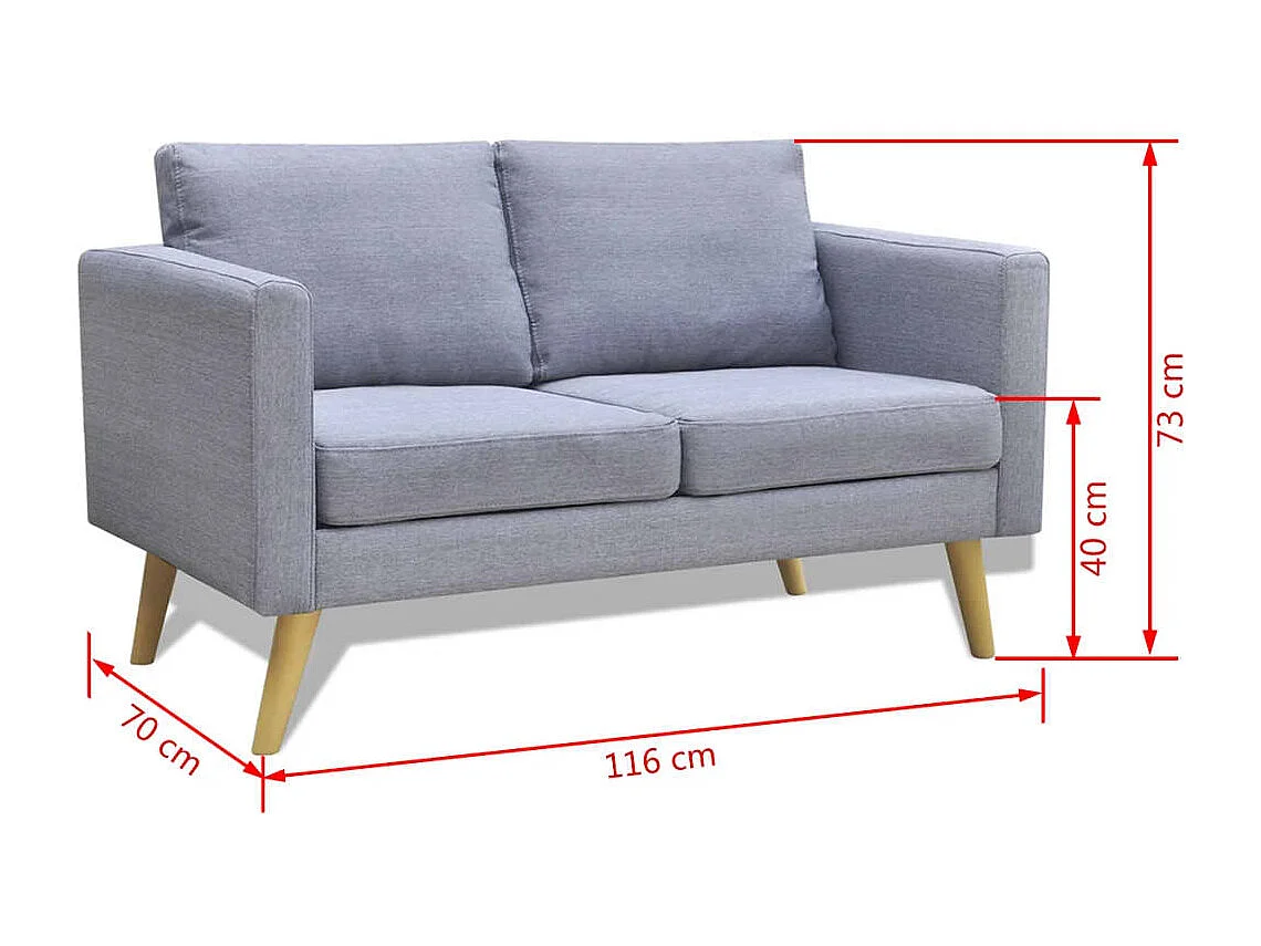 Jeu de canapé à 2 places et à 3 places Tissu Gris clair