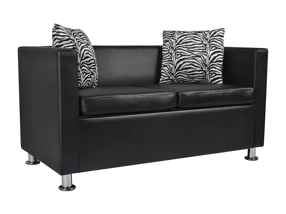 Jeu de canapé à 2 places et à 3 places et fauteuil Noir