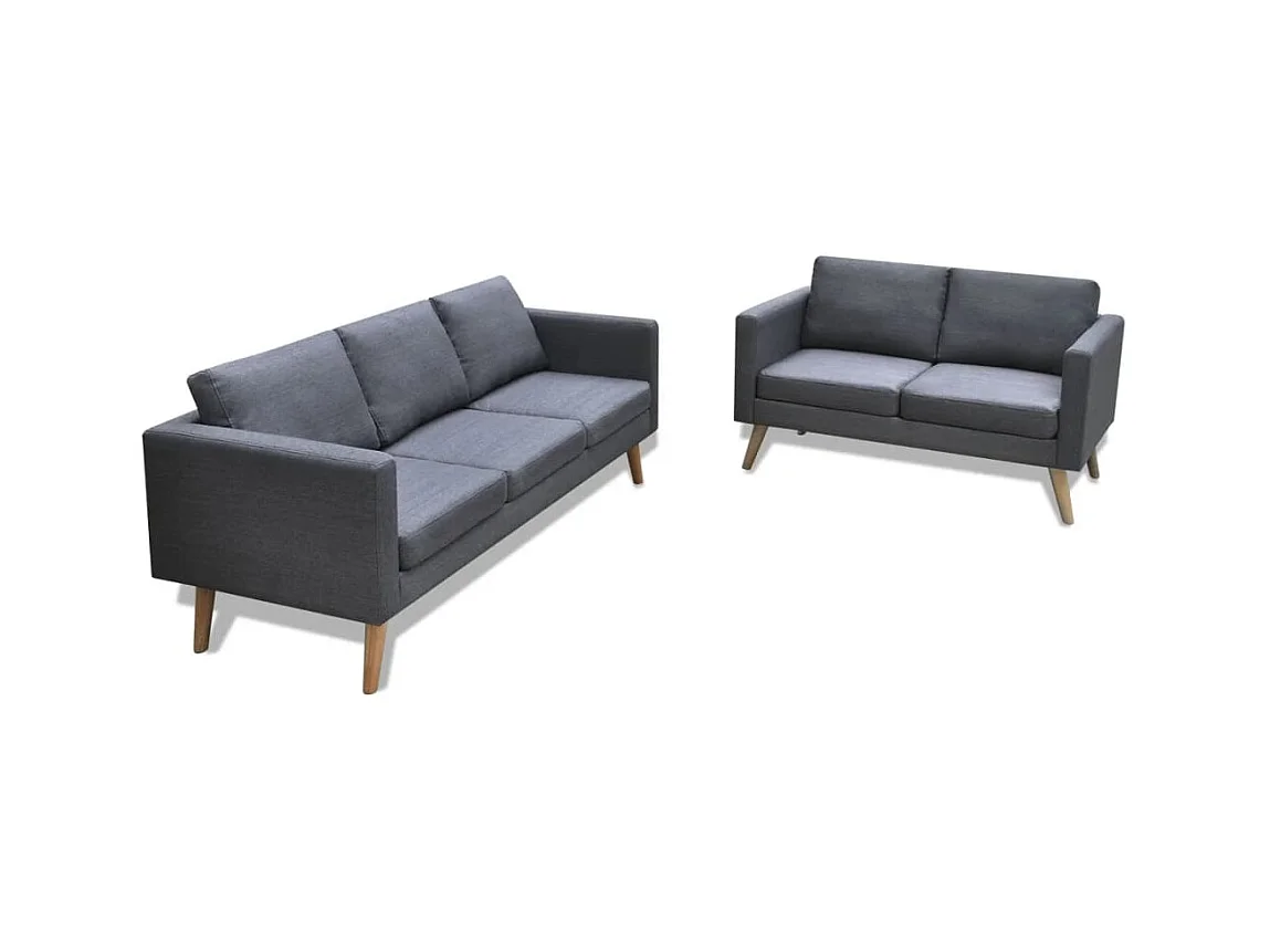 Jeu de canapé à 2 places et à 3 places Tissu Gris foncé