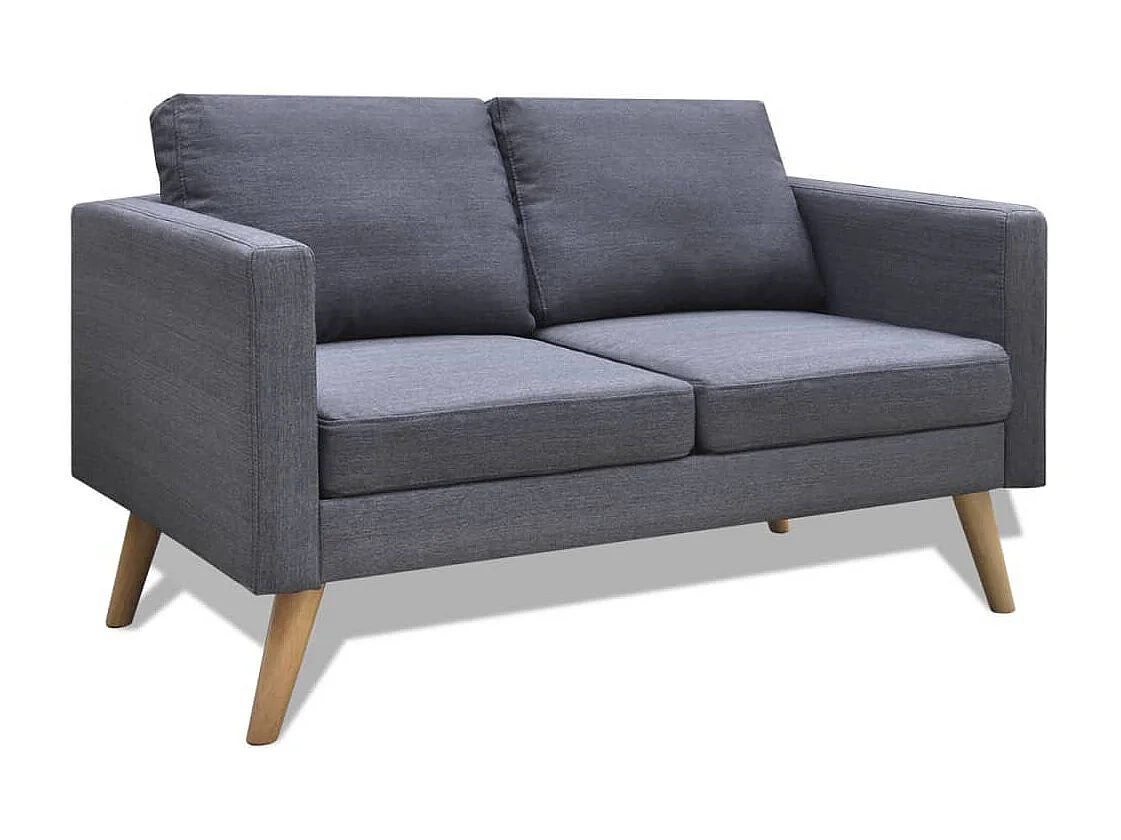 Jeu de canapé à 2 places et à 3 places Tissu Gris foncé