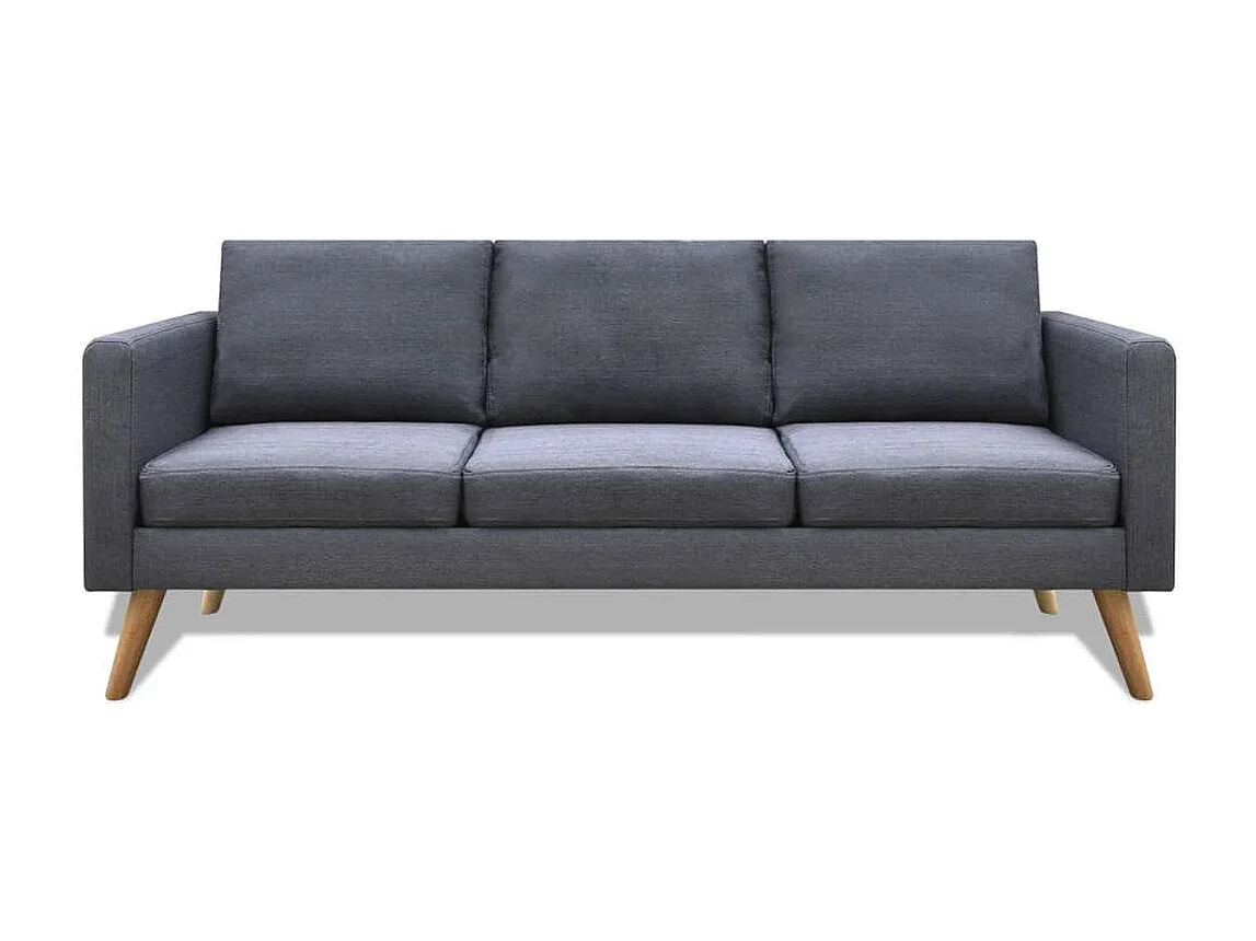 Jeu de canapé à 2 places et à 3 places Tissu Gris foncé