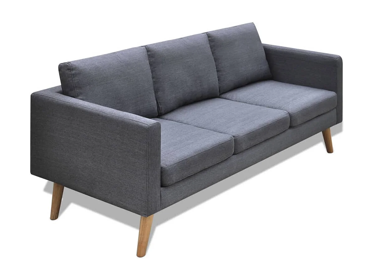 Jeu de canapé à 2 places et à 3 places Tissu Gris foncé