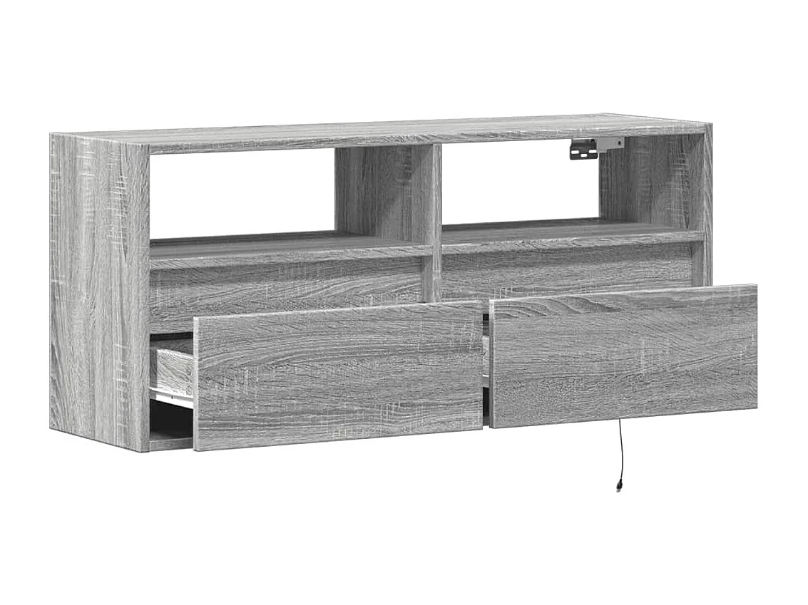 Tv-wandmeubel met LED-verlichting 100x31x45 cm grijs sonoma