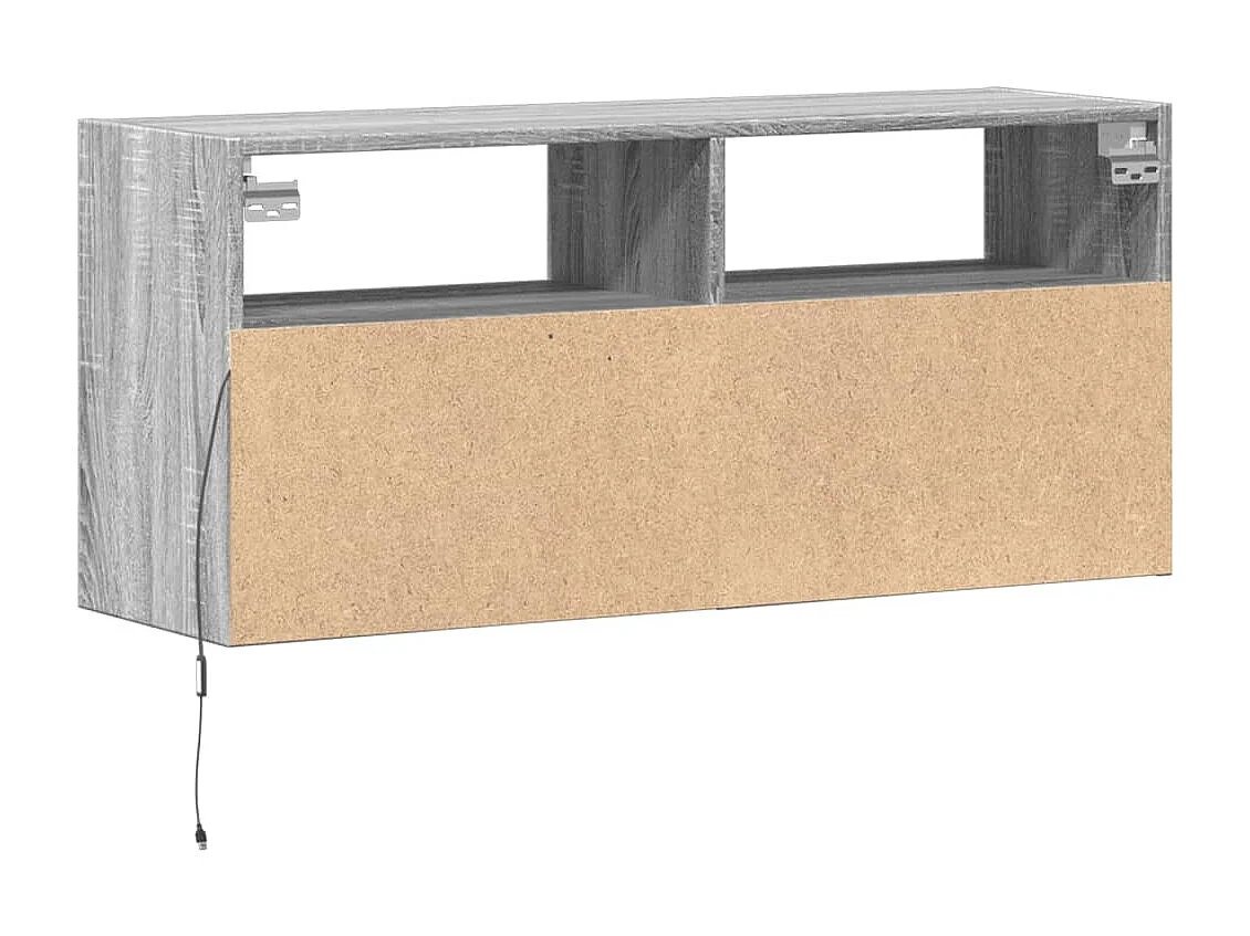 Meuble TV mural avec lumières LED sonoma gris 100x31x45 cm