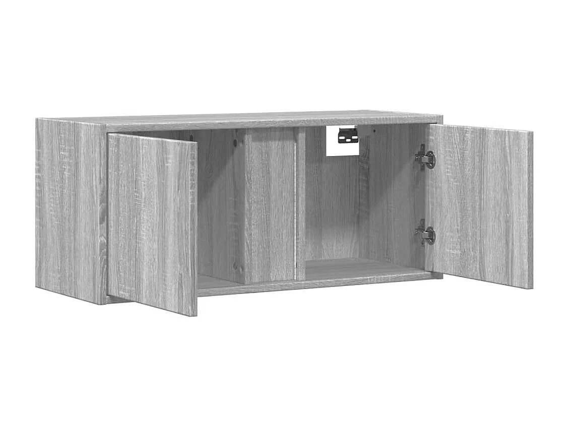 Meuble TV mural avec lumières LED sonoma gris 80x31x35 cm