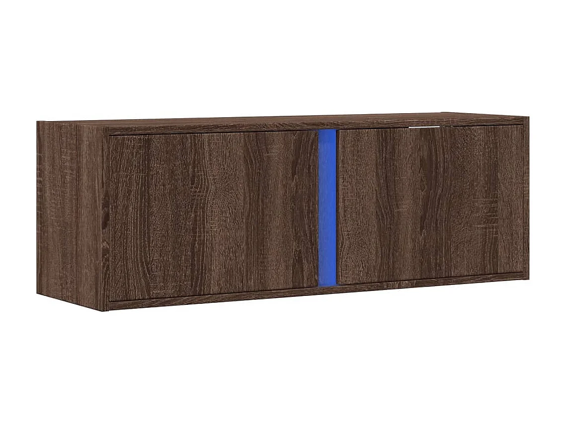 Meuble TV mural avec lumières LED chêne marron 100x31x35 cm