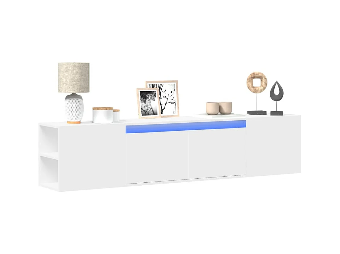 Meuble TV mural avec LED blanc 180x31x39,5 cm