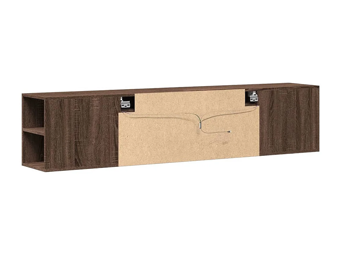 Meuble TV mural avec LED chêne marron 180x31x39,5 cm