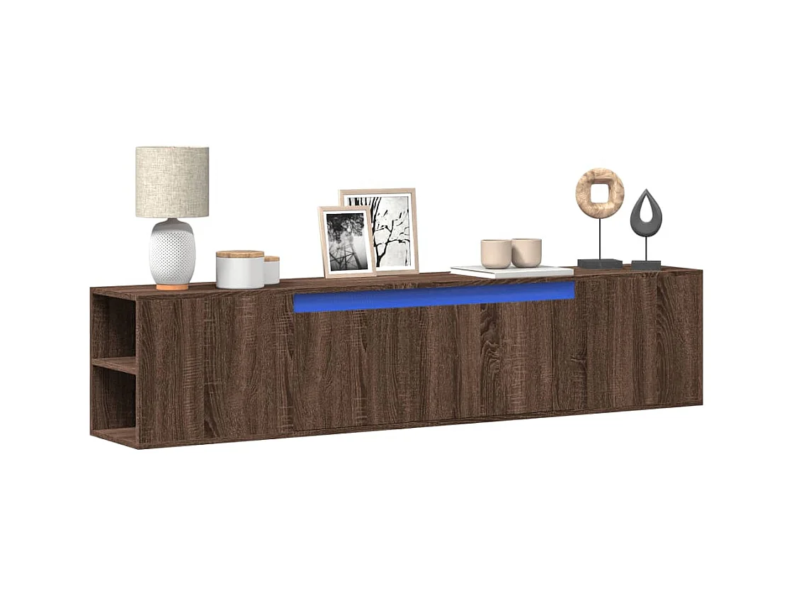 Meuble TV mural avec LED chêne marron 180x31x39,5 cm