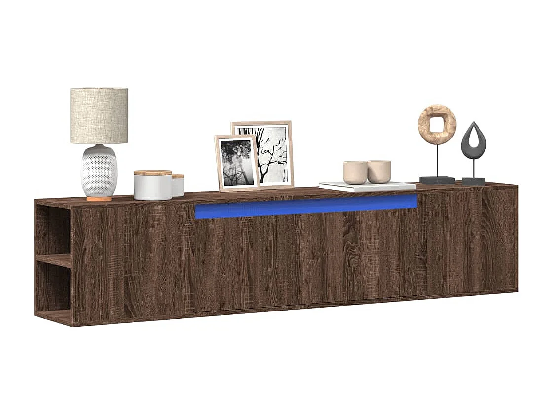 Meuble TV mural avec LED chêne marron 180x31x39,5 cm