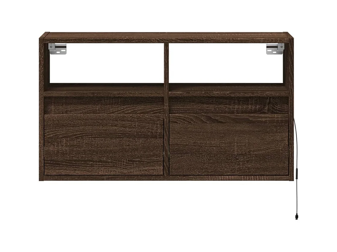 Meuble TV mural avec lumières LED chêne marron 80x31x45 cm