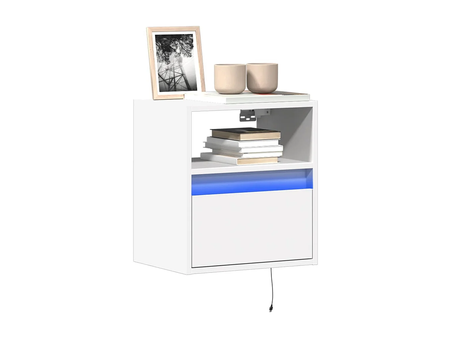 Meubles TV muraux avec lumières LED 2 pièces blanc 41x31x45 cm