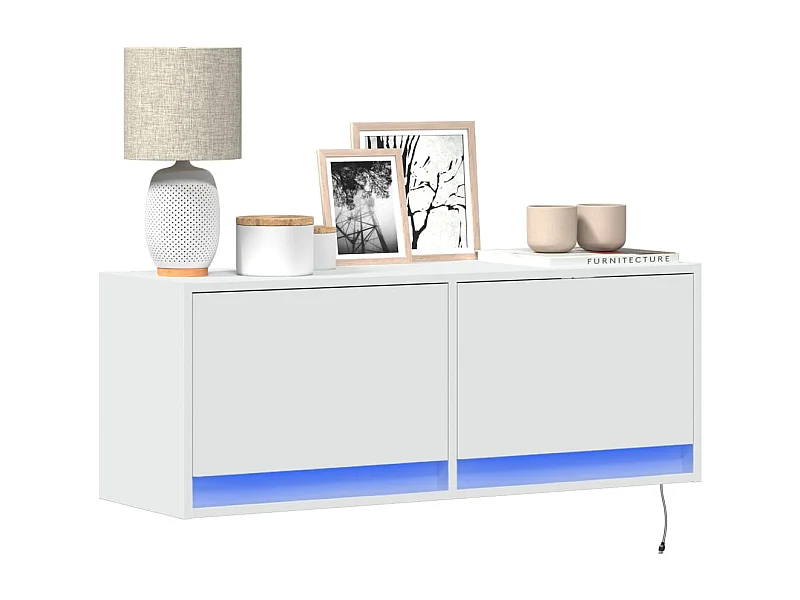 Tv-wandmeubel met LED-verlichting 100x31x35 cm wit