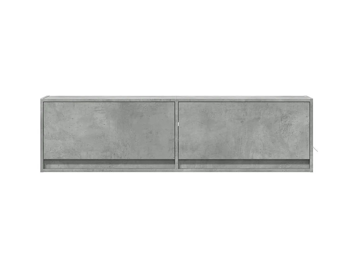 Meuble TV mural avec lumières LED gris béton 140x31x38 cm