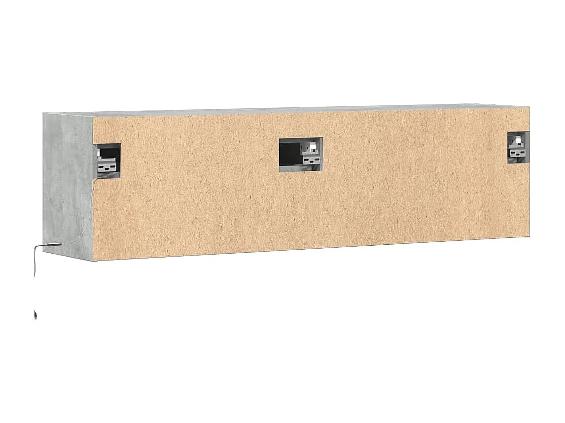 Meuble TV mural avec lumières LED gris béton 140x31x38 cm