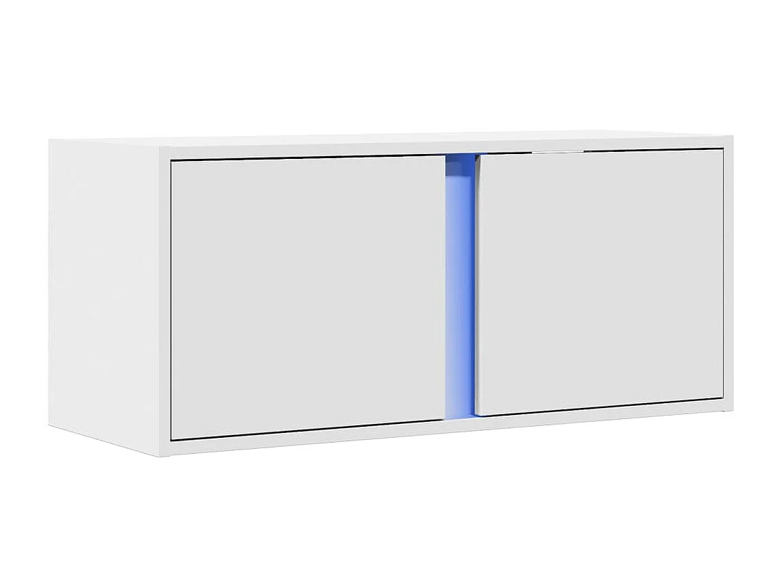 Meuble TV mural avec lumières LED blanc 80x31x35 cm