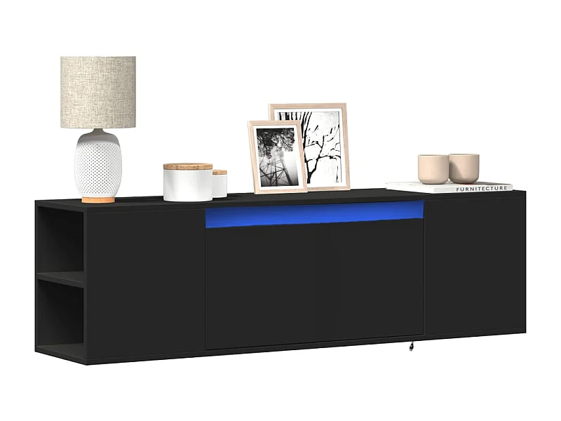 Tv-wandmeubel met LED-verlichting 135x31x39,5 cm zwart