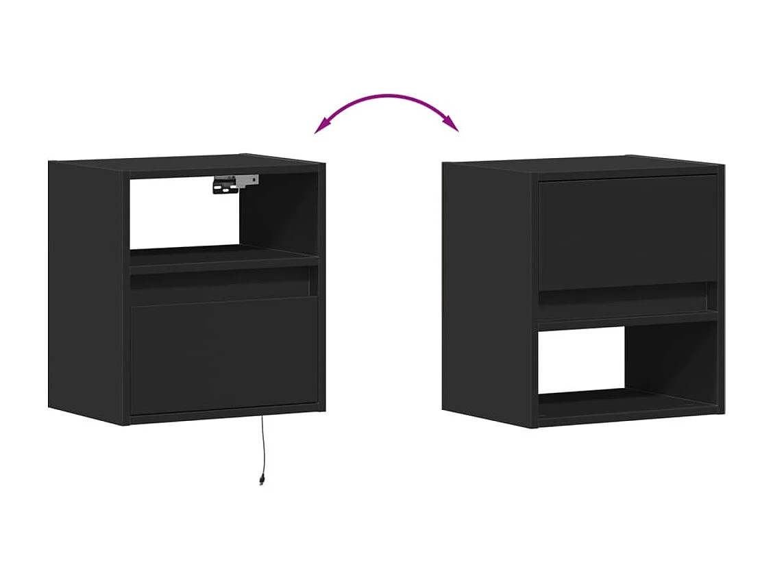 Tv-wandmeubel met LED-verlichting 41x31x45 cm zwart