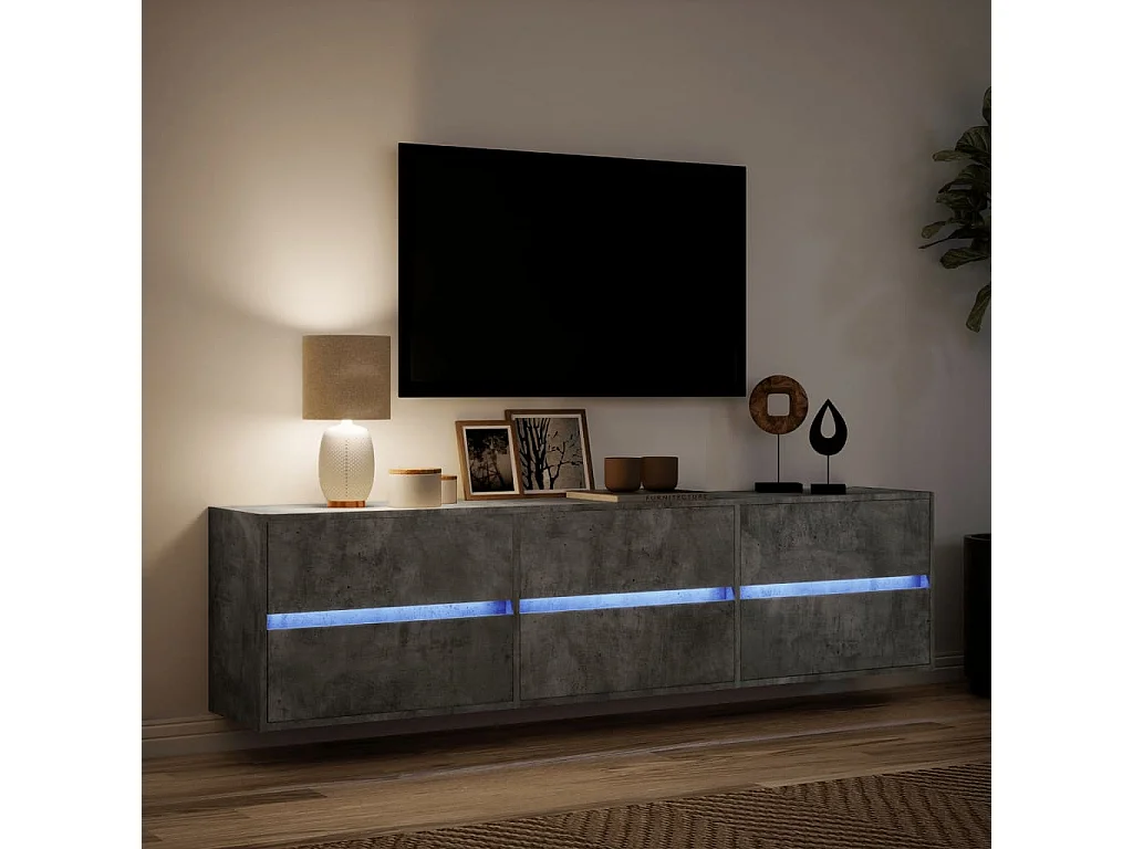 Tv-wandmeubel met LED-verlichting 180x31x45 cm betongrijs