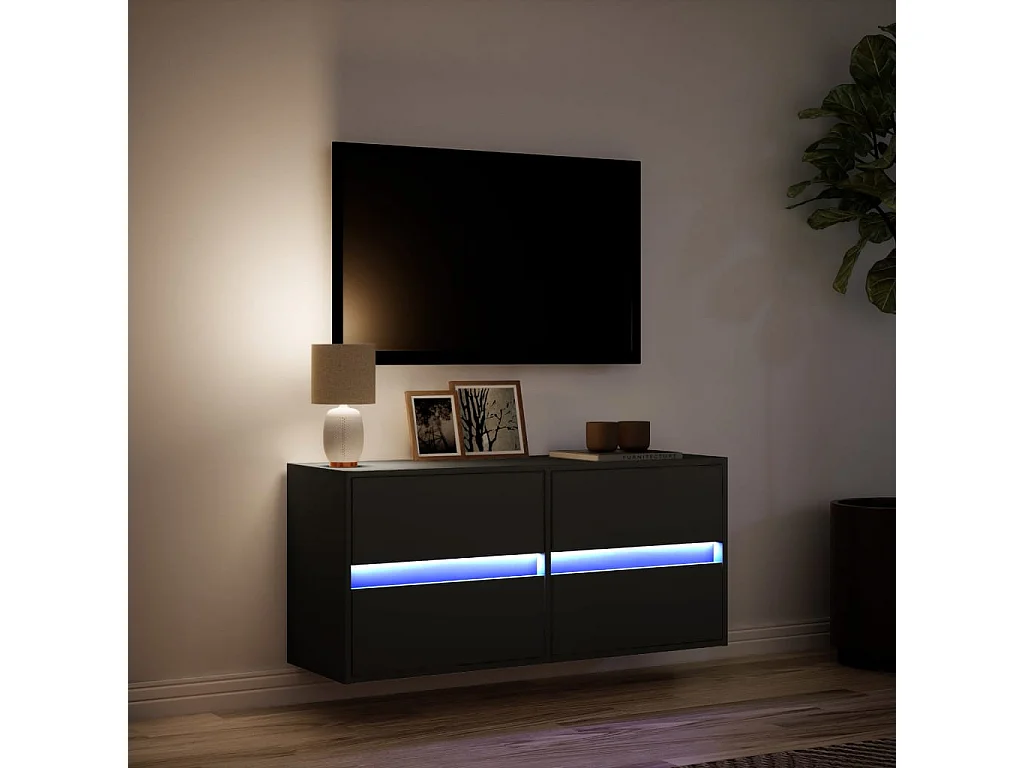Tv-wandmeubel met LED-verlichting 100x31x45 cm zwart