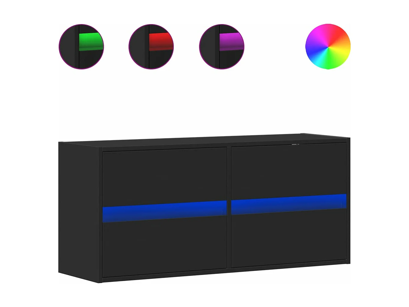 Tv-wandmeubel met LED-verlichting 100x31x45 cm zwart