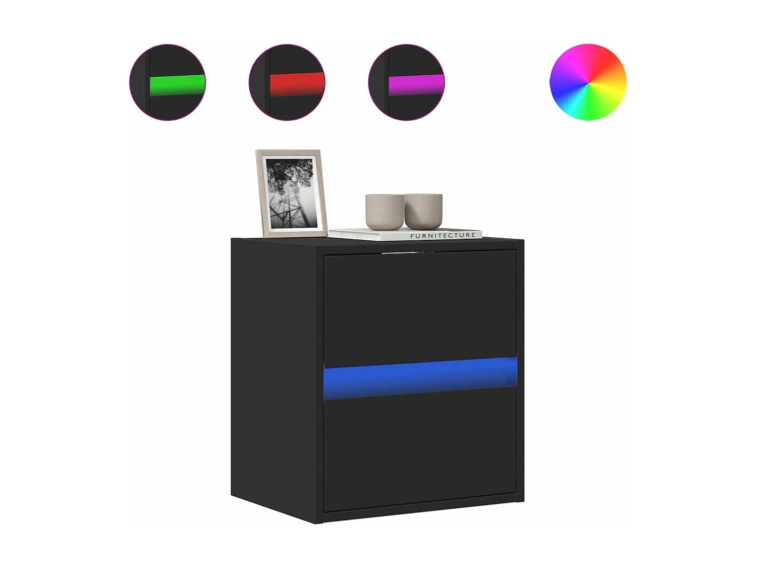 Tv-wandmeubel met LED-verlichting 41x31x45 cm zwart