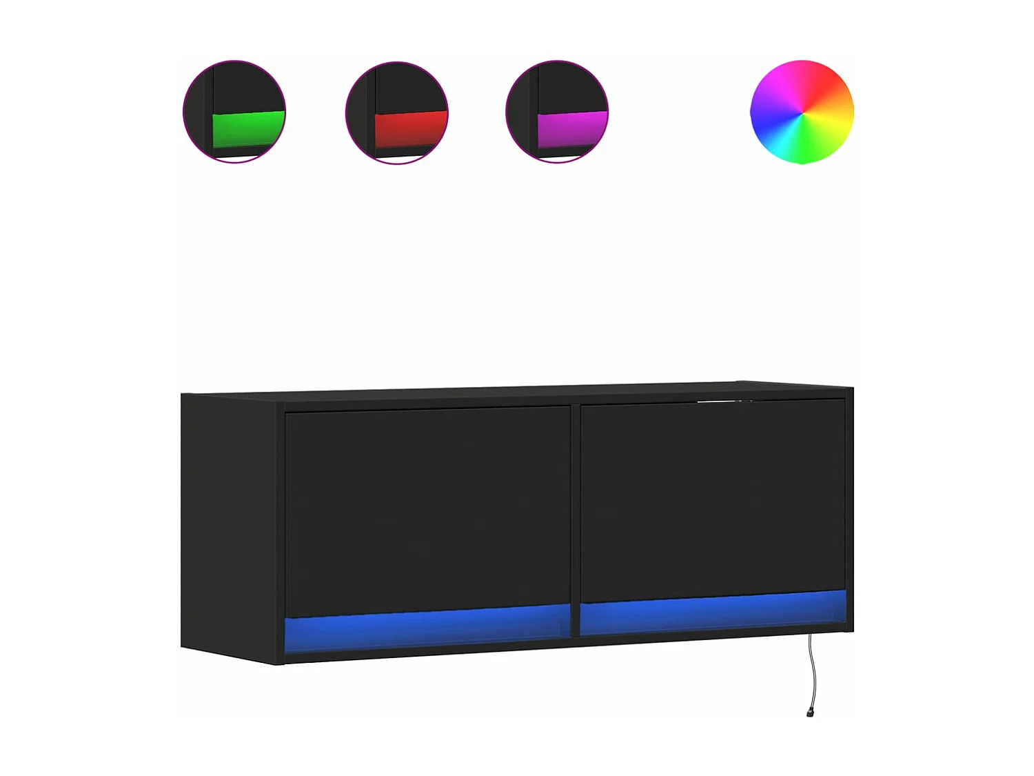 Tv-wandmeubel met LED-verlichting 100x31x35 cm zwart