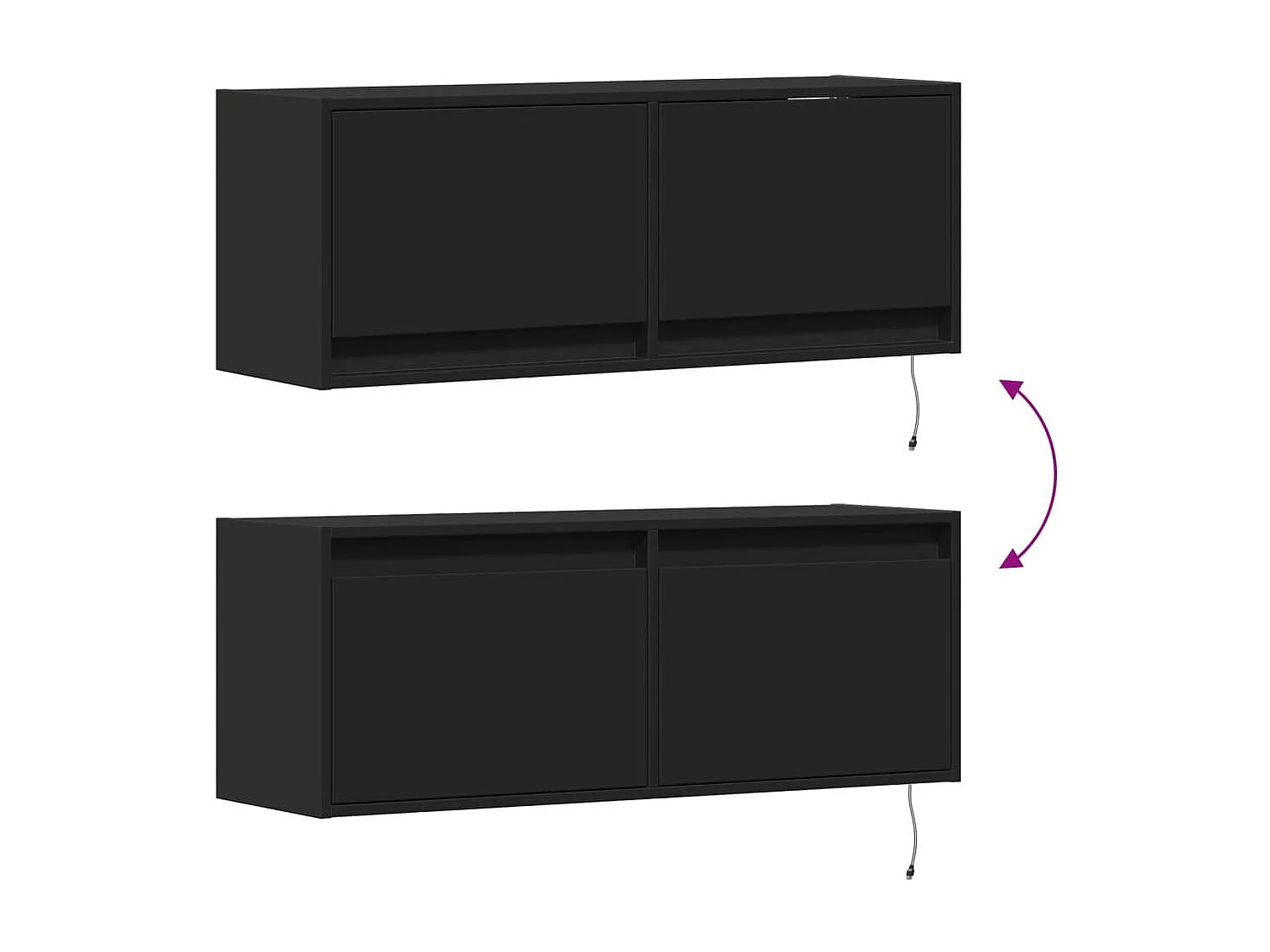 Tv-wandmeubel met LED-verlichting 100x31x35 cm zwart