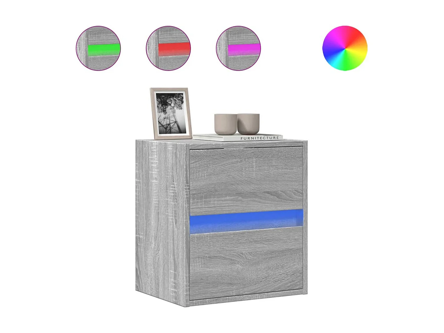 Tv-wandmeubel met LED-verlichting 41x31x45 cm grijs sonoma