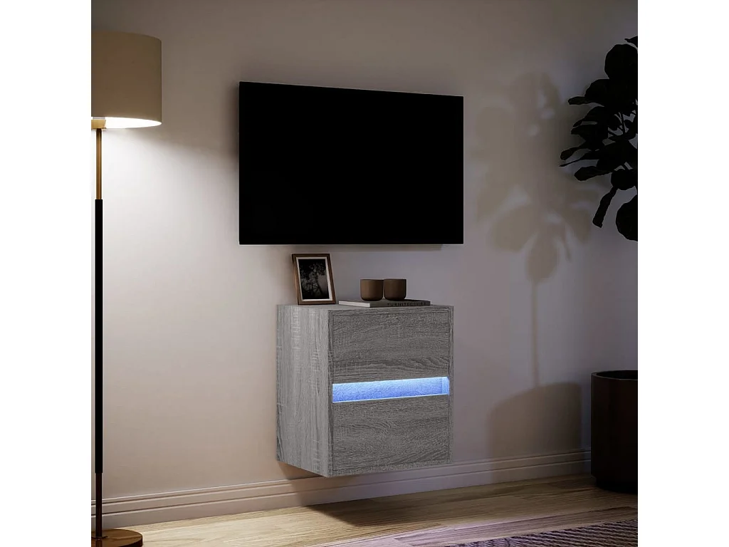 Tv-wandmeubel met LED-verlichting 41x31x45 cm grijs sonoma