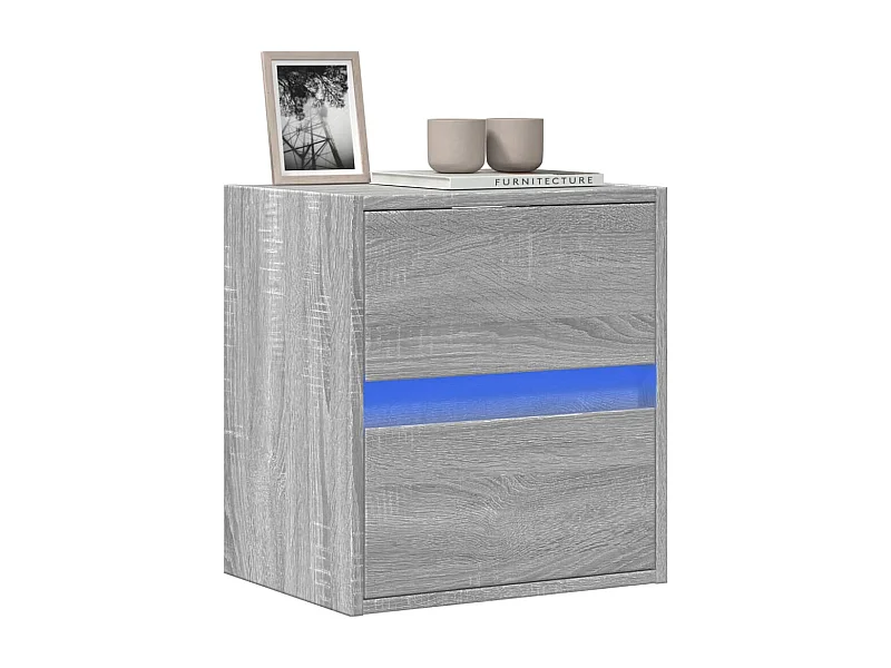 Meuble TV mural avec lumières LED sonoma gris 41x31x45 cm