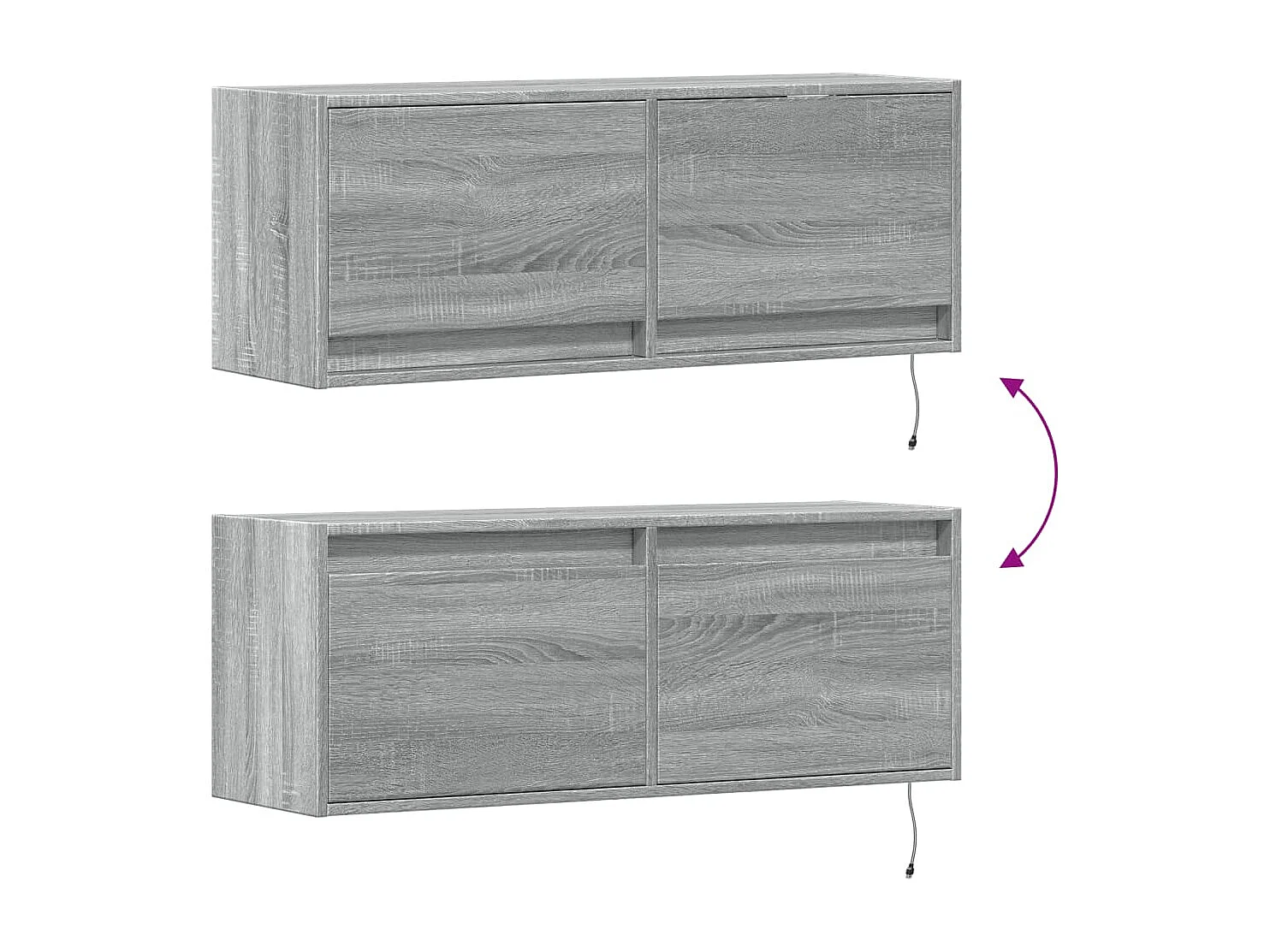 Meuble TV mural avec lumières LED sonoma gris 100x31x35 cm